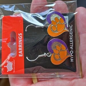 Clemson University Paw Heart Earrings